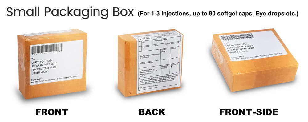 Small Packaging Box (For 1-3 Injections upto 90 Softgel cap,Eye Drop etc)